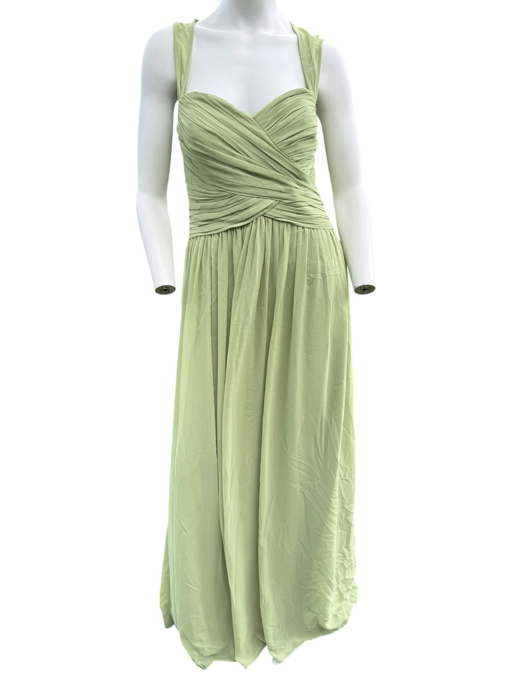 Light Sage Ruched Wrap Maxi Dress